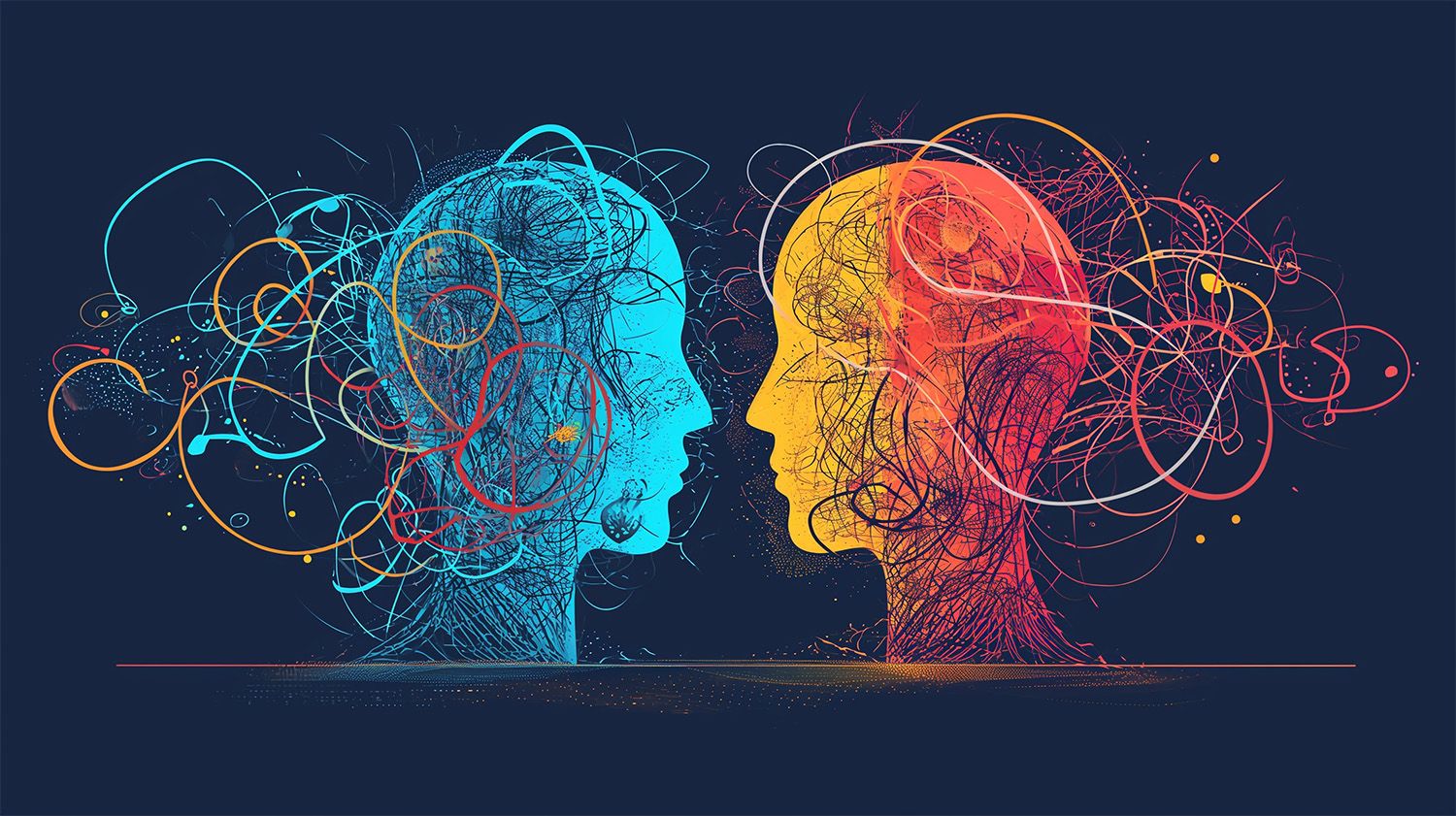 イラスト：人格内の二面が向かい合わされているイメージ